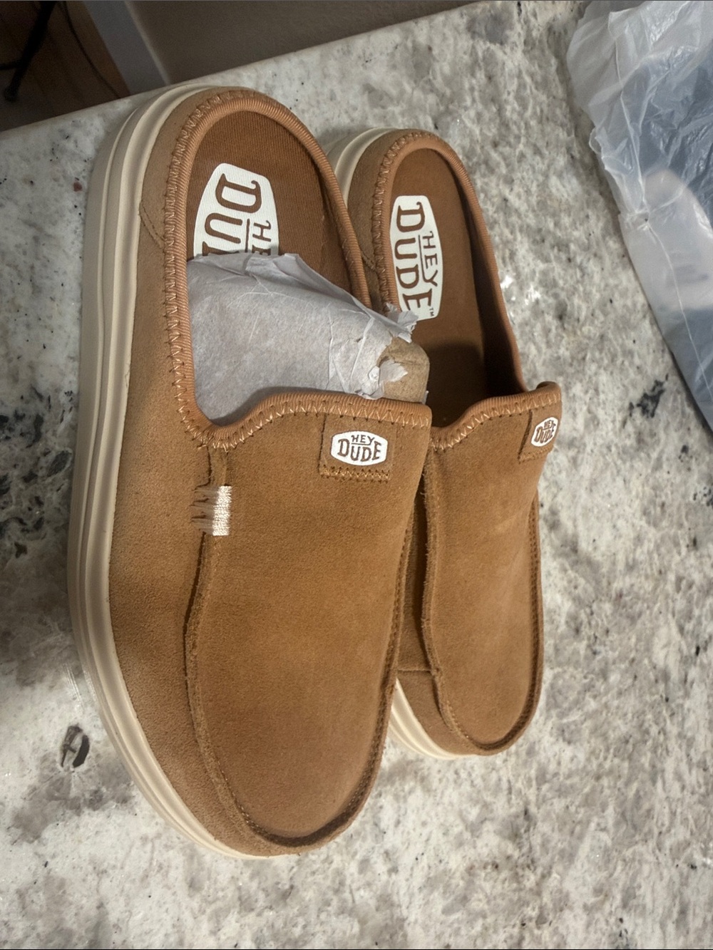 Hey Dude Suede Slip-On Loafers in Cognac Brown - Picture 5 of 5